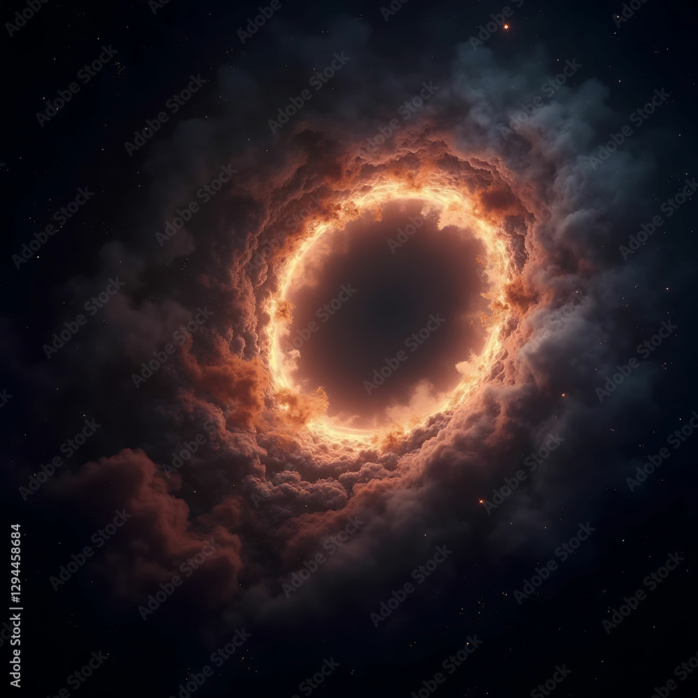Wormhole opening in deep space pulling cosmic dust and debris Wormhole opening in deep space pulling cosmic dust and debris