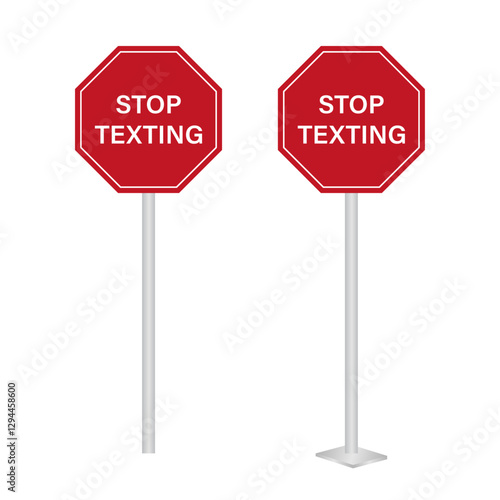 No Texting While Driving Sign. Do Not Use Phone While Driving. Careless and Dangerous Driving Behavior. Vector Illustration. 