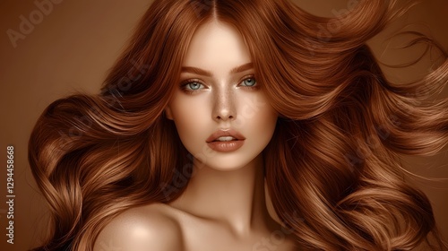 Wallpaper Mural Stunning portrait of a beautiful female model with luxurious flowing red locks featuring perfect waves and deep vibrant red tones achieved through a keratin hair treatment Torontodigital.ca