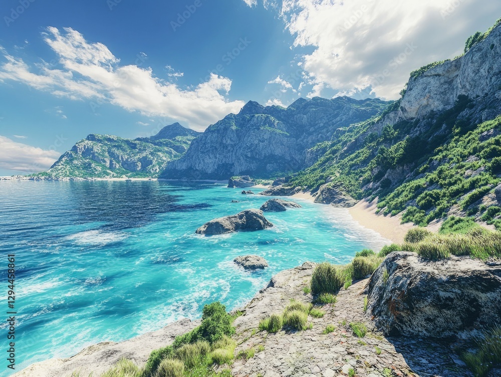 Fototapeta premium Beach from Hilltop