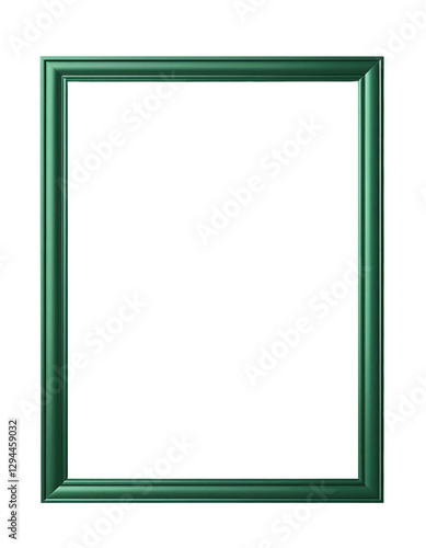 Picture frame with green colored frame.Transparent background.