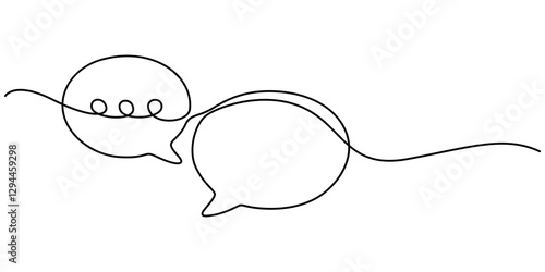 Continuous one line of chat bubble icons. One line drawing of conversation dialogue bubbles. Chat icons for comics, story books and others. Vector illustration, Speech bubble continuous one line style