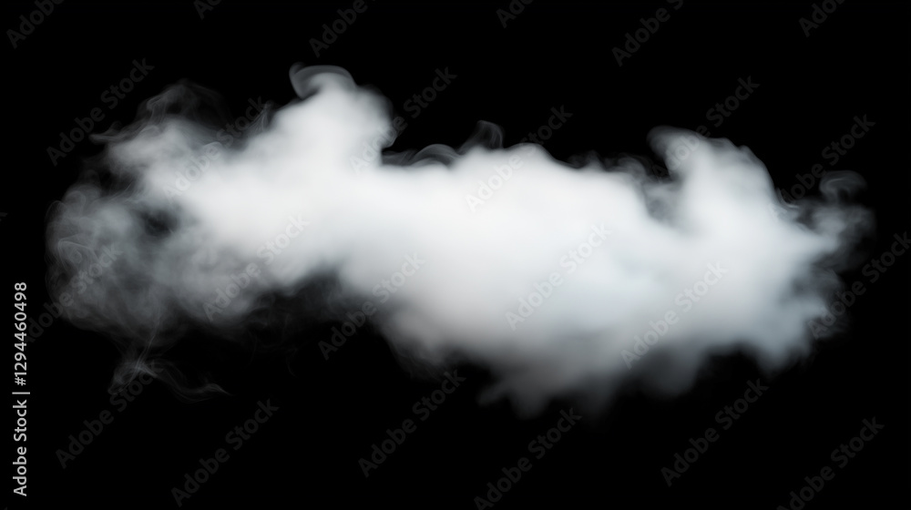 Wispy gray mist floating against a solid black backdrop creates a mysterious atmosphere Wispy gray mist floating against a solid black backdrop creates a mysterious atmosphere