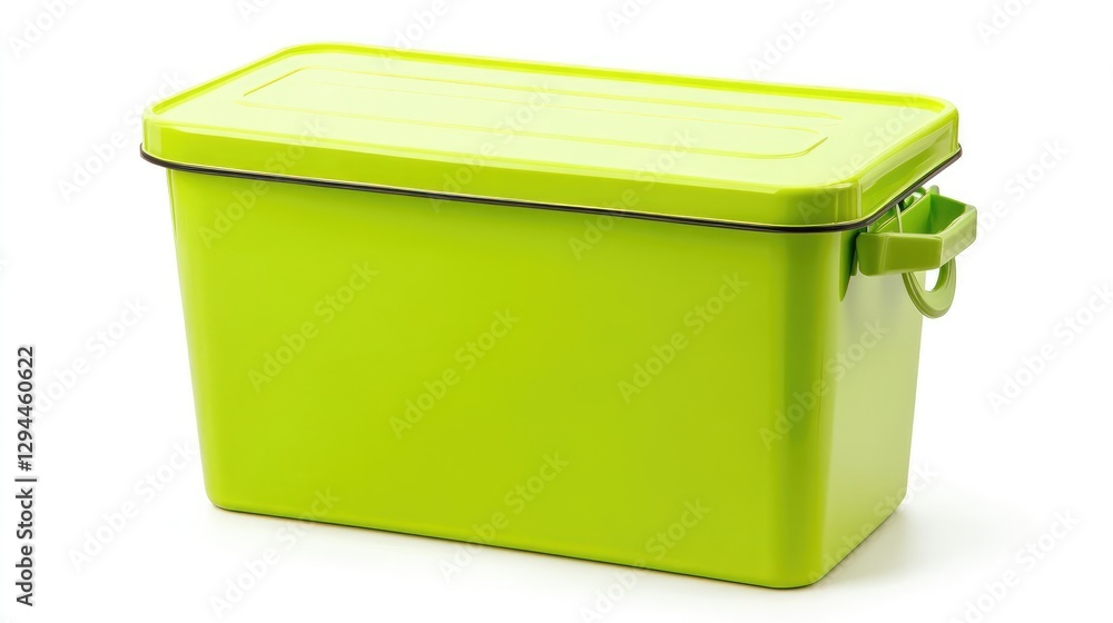 Rectangular plastic kitchen trash bin with a removable lid, displayed on a white background Rectangular plastic kitchen trash bin with a removable lid, displayed on a white background