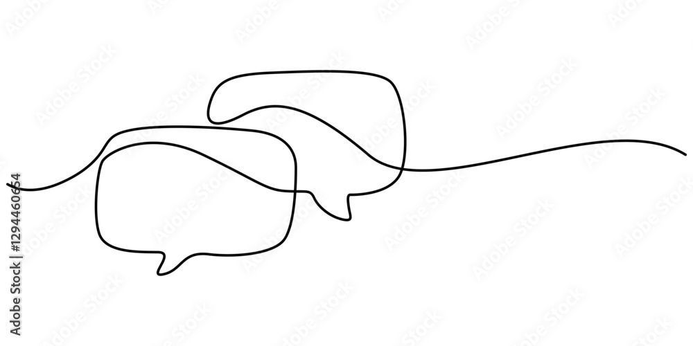 Obraz premium Continuous one line of chat bubble icons. One line drawing of conversation dialogue bubbles. Chat icons for comics, story books and others. Vector illustration, Speech bubble continuous one line style