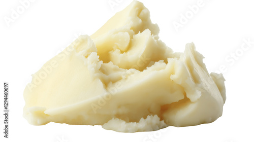 Shea butter creamy texture in soft white tones, rich and smooth skincare ingredient, isolated on white background, PNG format
