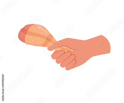 Fresh meat chicken legs in hand on white isolated background stock illustration