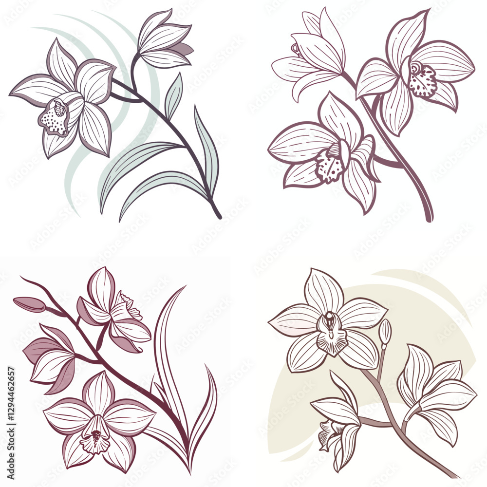 Obraz premium A delicate orchid flower icon with unique petal patterns. 