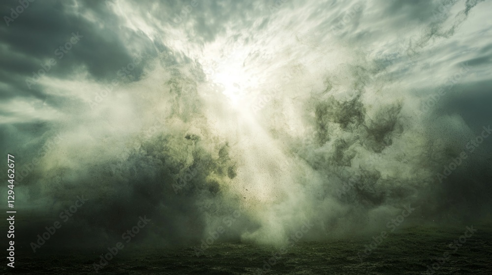 Obraz premium Dramatic Cloudscape with Shimmering Light Breaking Through Darkness