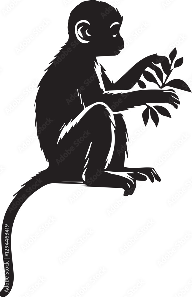 Fototapeta premium Monkey silhouette vector EPS