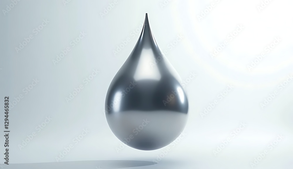Fototapeta premium Liquid Metal Drop Suspended in Mid-Air with Hyper-Reflective Surface