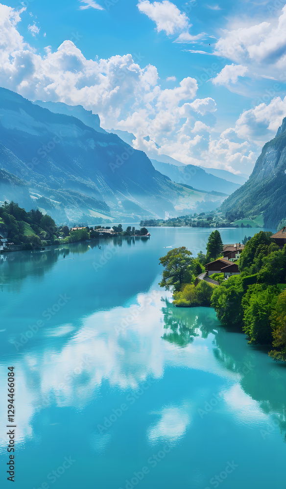 A stunning panoramic view of a beautiful turquoise lake with breathtaking mountain scenery, showcasing the natural beauty of the landscape. A stunning panoramic view of a beautiful turquoise lake with breathtaking mountain scenery, showcasing the natural beauty of the landscape.