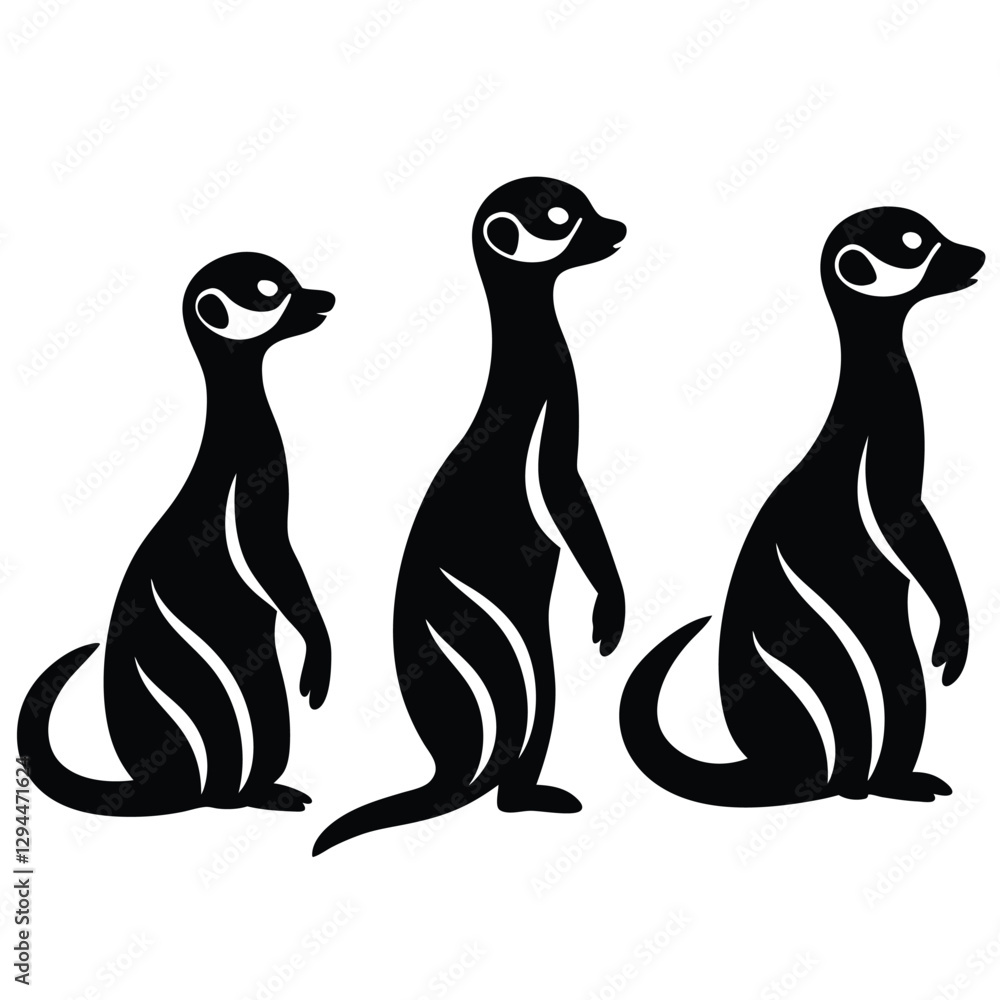 Naklejka premium set-of-meerkats-collection-of-silhouettes-of-black vector