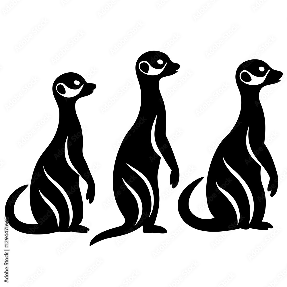 Naklejka premium set-of-meerkats-collection-of-silhouettes-of-black vector