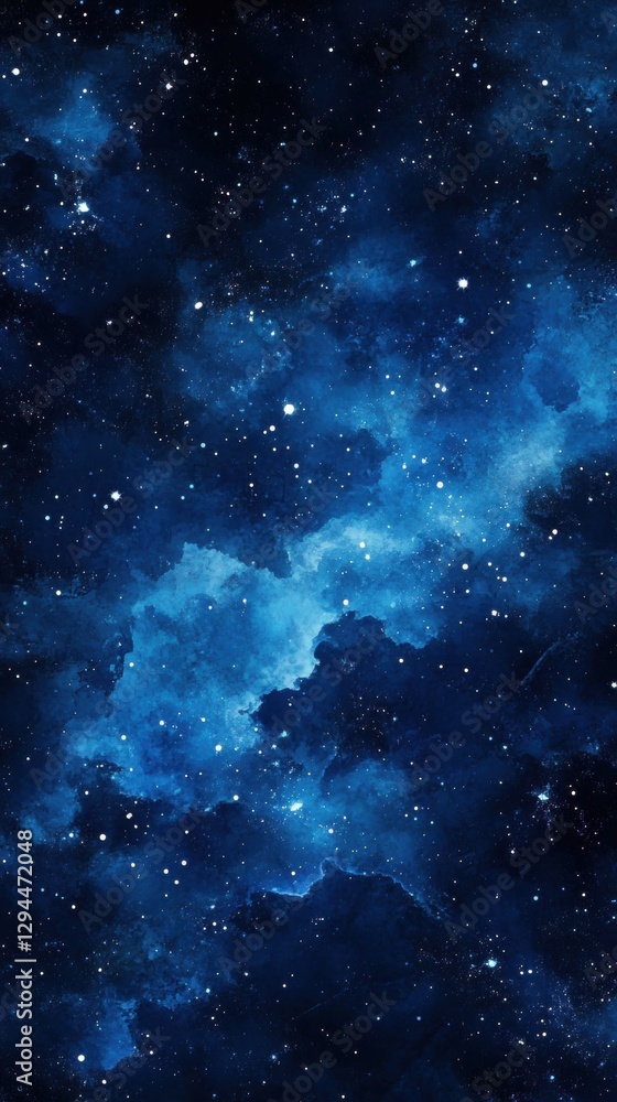 Fototapeta premium Deep blue starry night with twinkling stars and watercolor effect in ultra-high definition resolution