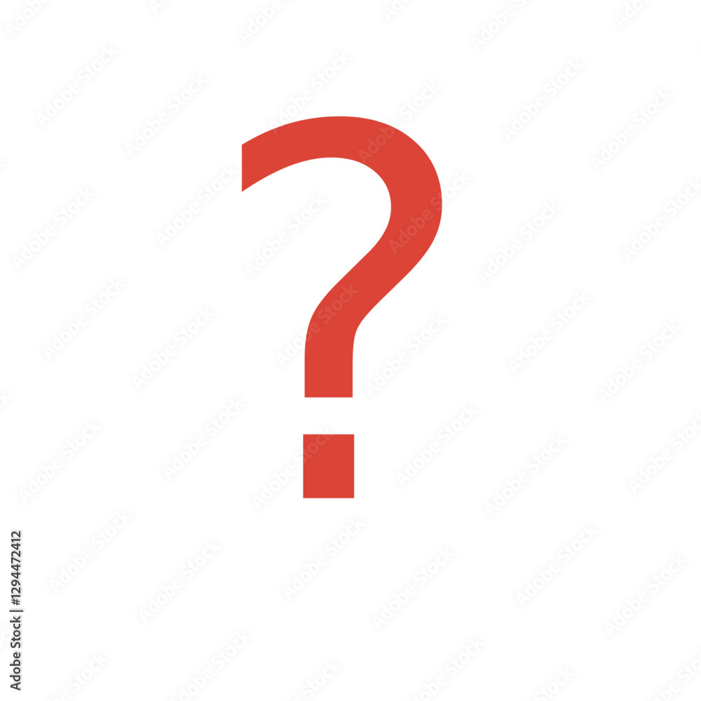 Red Question Mark Clipart Illustration | Minimalist Design Isolated on White Background Red Question Mark Clipart Illustration | Minimalist Design Isolated on White Background