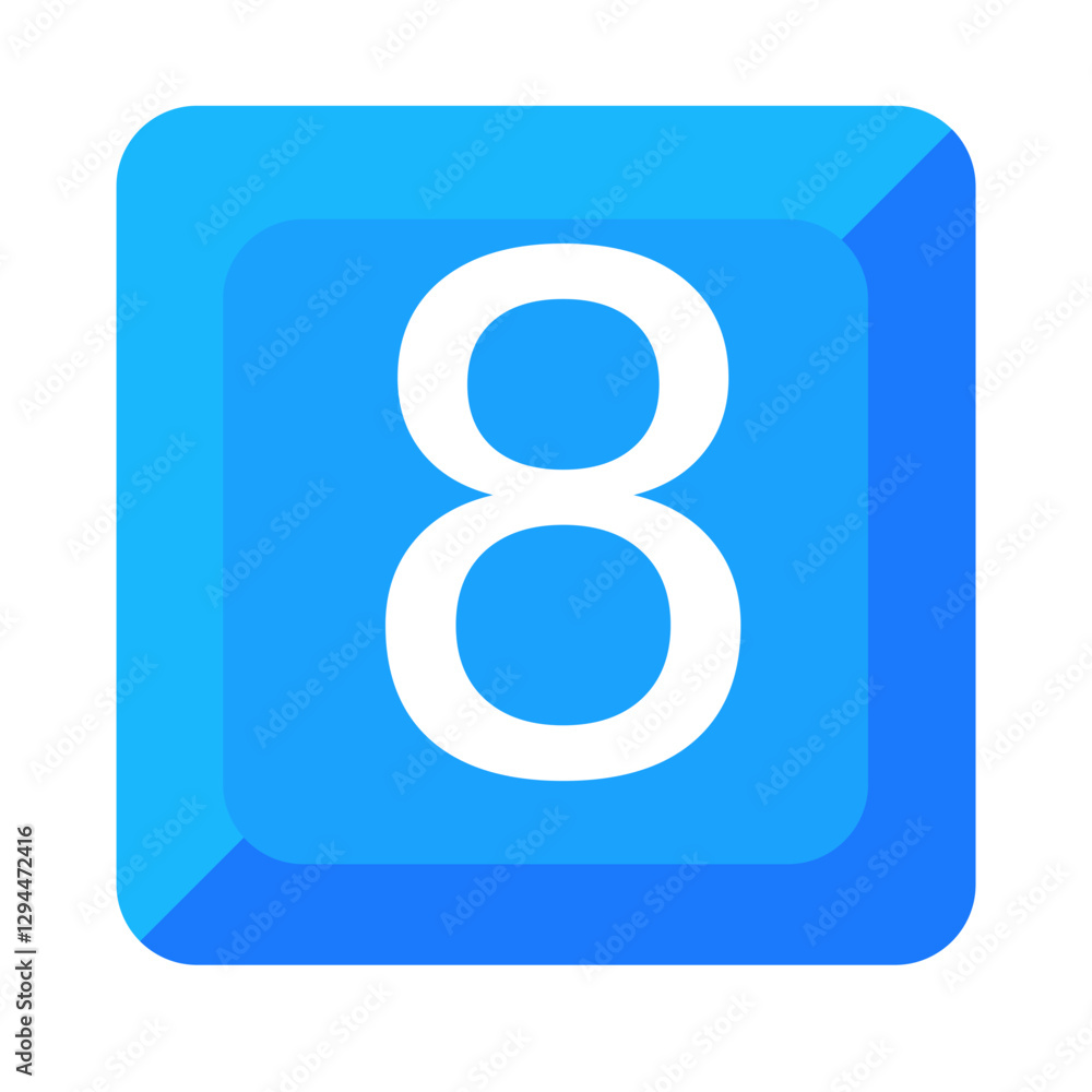 Number 8 Icon Clipart Illustration | White Number 8 on Blue Square Isolated on White Background Number 8 Icon Clipart Illustration | White Number 8 on Blue Square Isolated on White Background