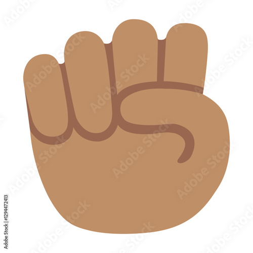 Hand Gesture Clipart Illustration | Knocking Brown-Skinned Hand with Fingers Folded Isolated on White Background