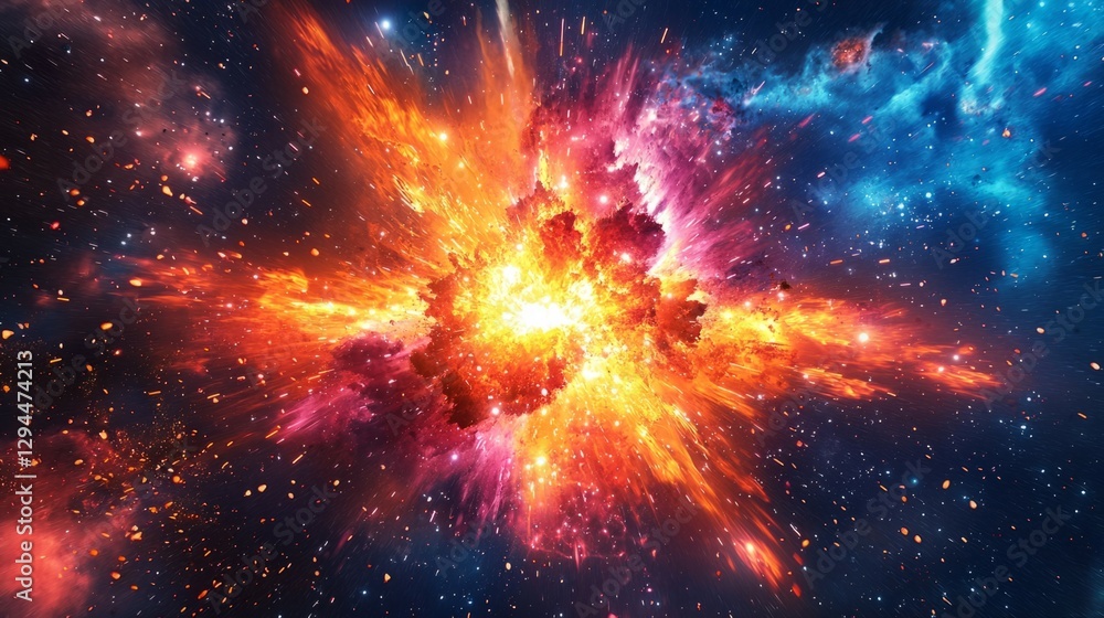Fototapeta premium Explosive Cosmic Event Captured in Vibrant Interstellar Colors