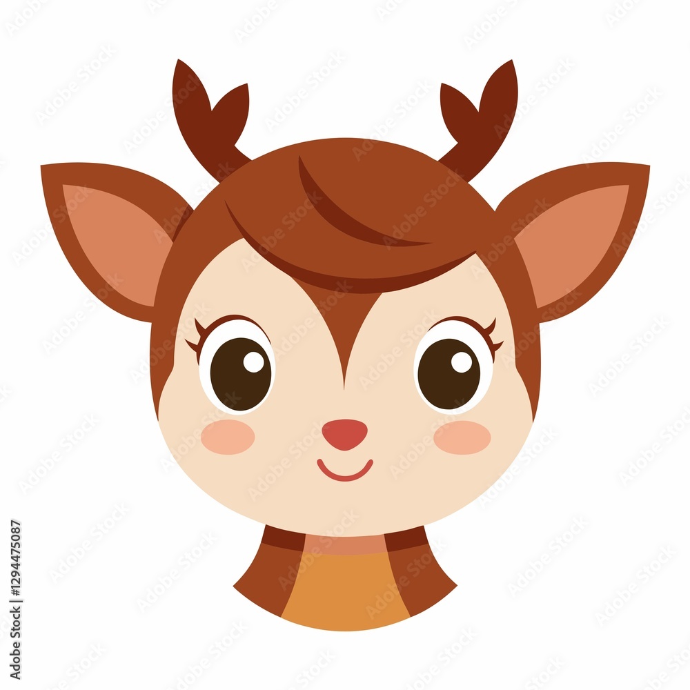 A cute face illustration on white background A cute face illustration on white background