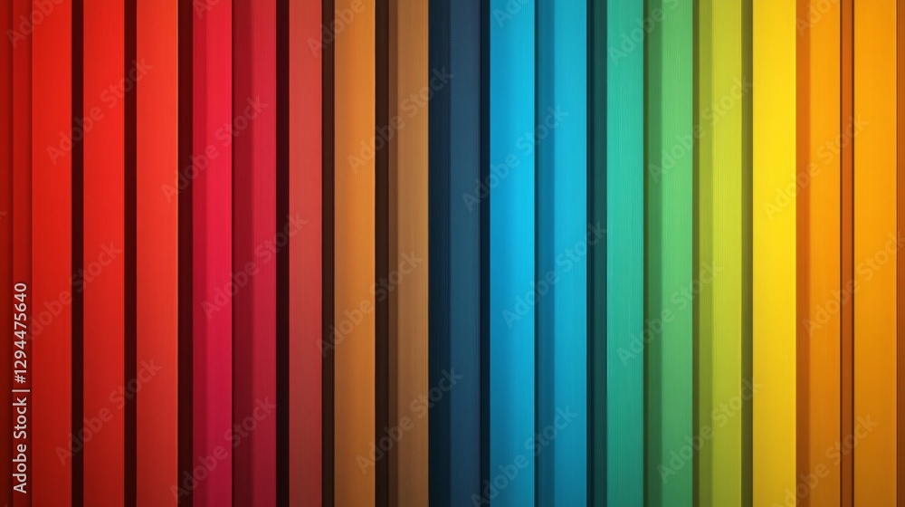 Obraz premium Vibrant vertical stripes of rainbow colors in symmetrical pattern
