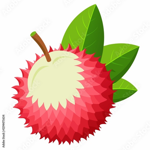 red apple with leaf  illustration on white background