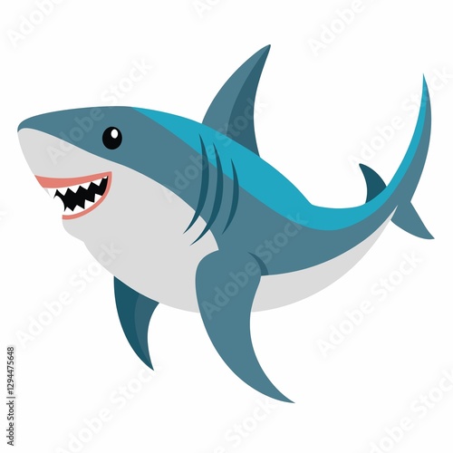 shark cartoon illustration on white background