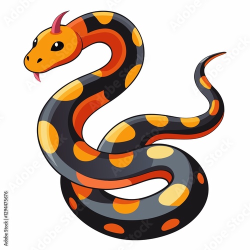 black snake illustration on white background