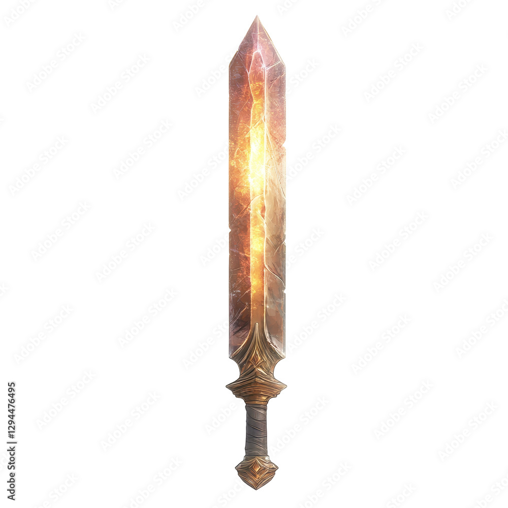 Glowing Enchanted Crystal Dagger with Shimmering Light Effects. Fantasy art and game design. Glowing Enchanted Crystal Dagger with Shimmering Light Effects. Fantasy art and game design.