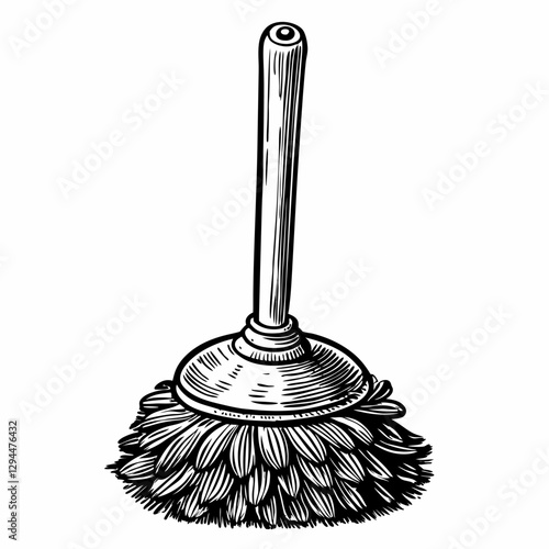 Illustrated Vintage Feather Duster Classic Cleaning Tool Vector Design