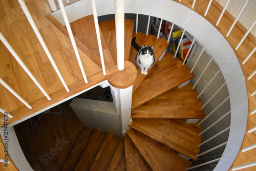 spiral staircase in scandinavian, old house