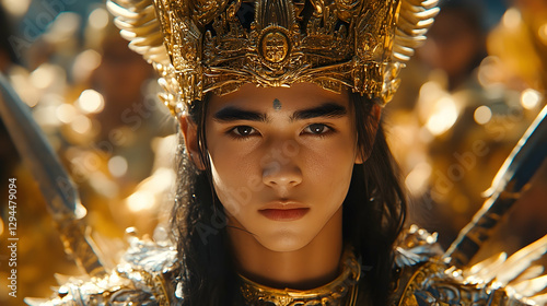 Golden Crowned Youth, Majestic, Asian, Ceremonial
