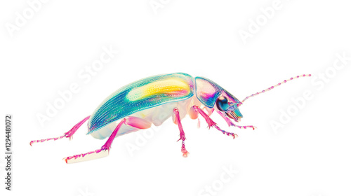 Spectacular colorful beetle natural habitat macro photography isolated environment side view vibrant insect beauty