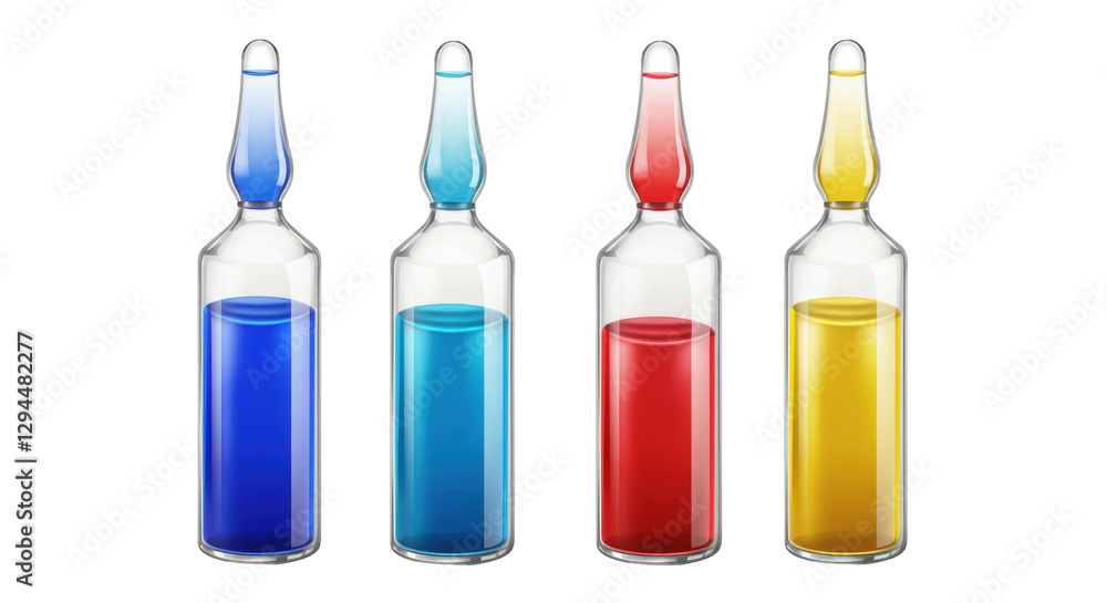 Isolated Medical Ampoules with Colorful Solutions Isolated Medical Ampoules with Colorful Solutions