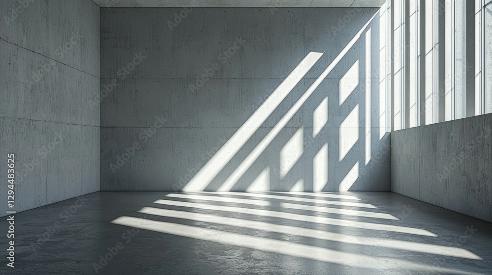 Obraz premium Empty Modern Room with Natural Light and Shadow Patterns