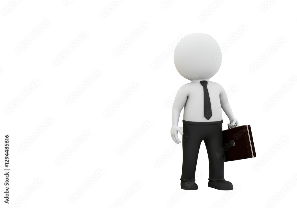 Isolated 3D Rendering of a Businessman with Briefcase in Professional Attire Isolated 3D Rendering of a Businessman with Briefcase in Professional Attire