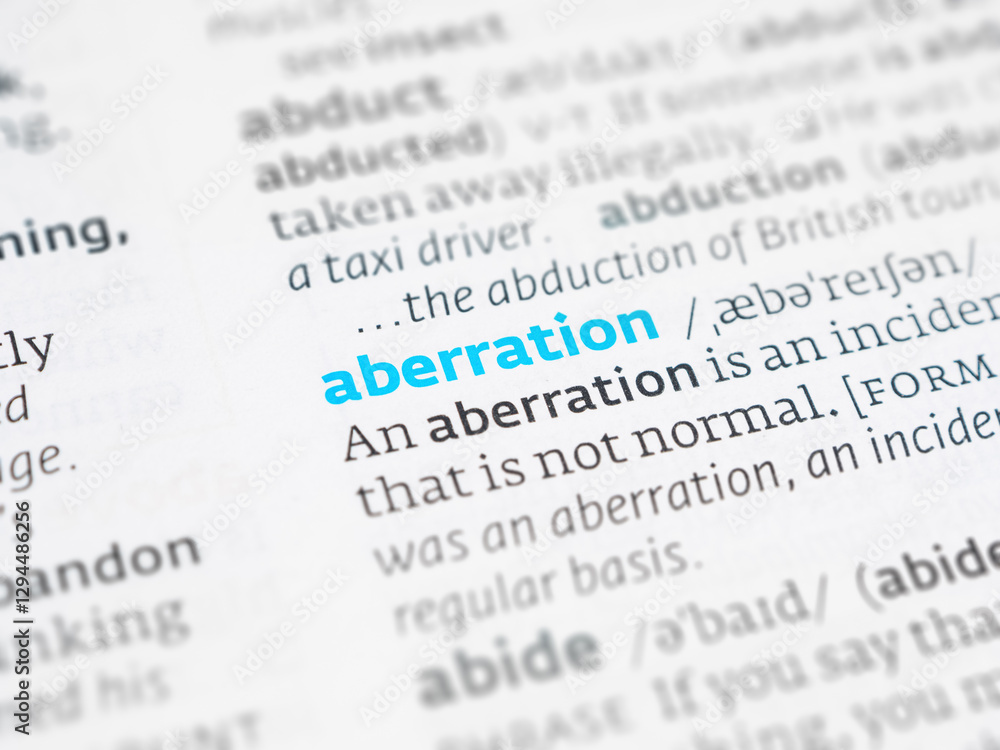 Exploring the definition of aberration and usage in various contexts as a deviation from the norm. Exploring the definition of aberration and usage in various contexts as a deviation from the norm.