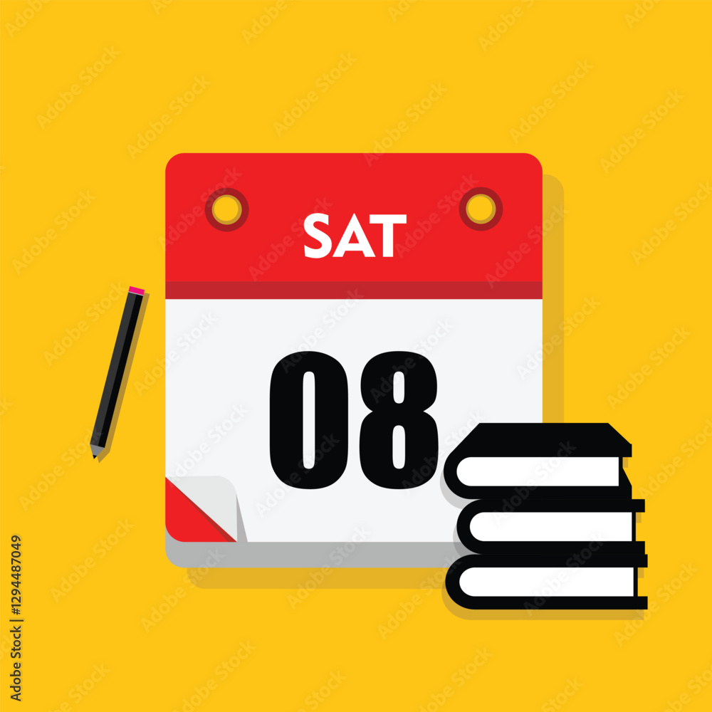 calender icon, 08 saturday icon with yellow background calender icon, 08 saturday icon with yellow background