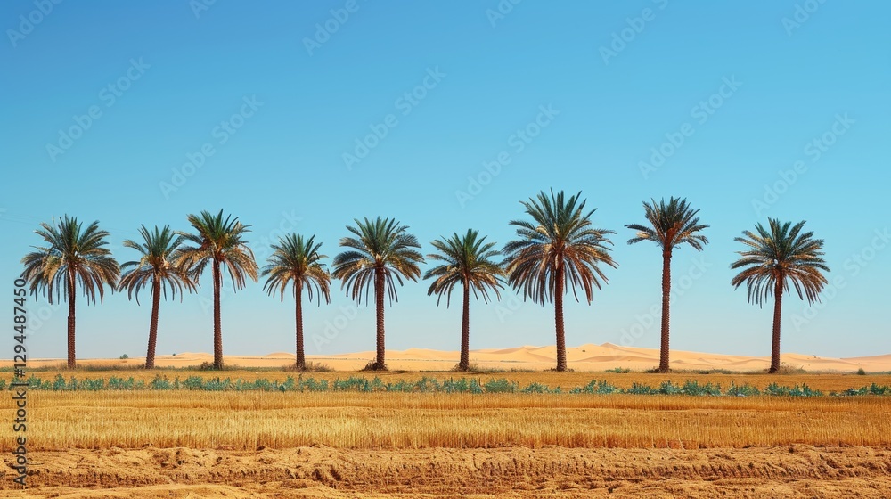 Breathtaking desert oasis surrounded by lush palm trees thriving against all odds