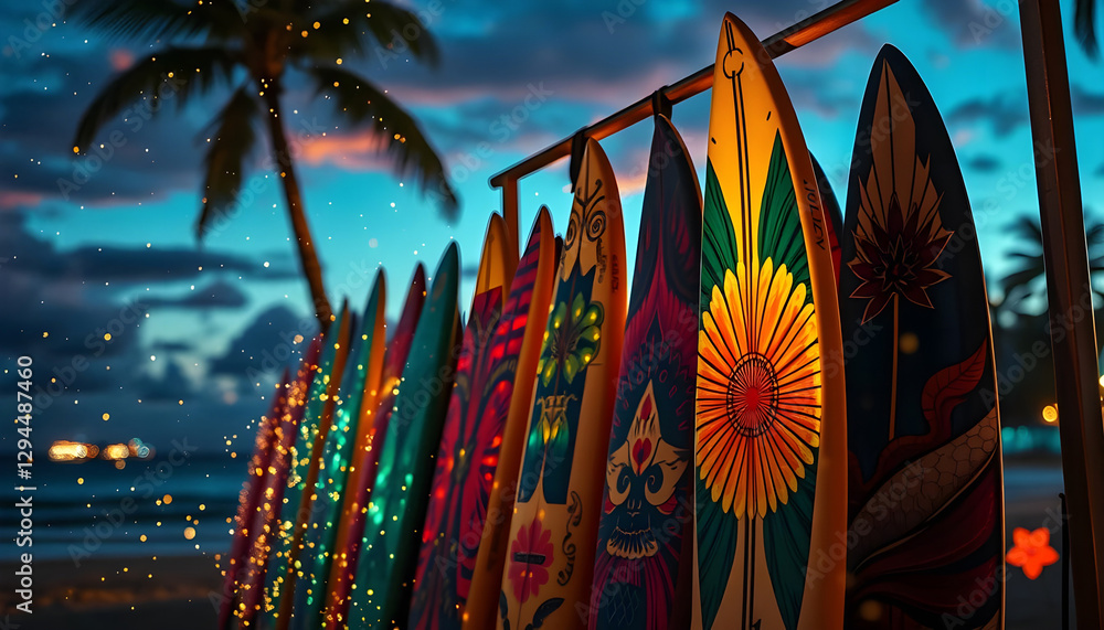 Illustration planches de surf