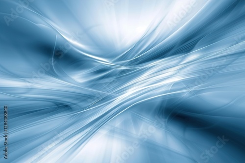 Abstract blue and white fluid shapes with soft glowing light effects