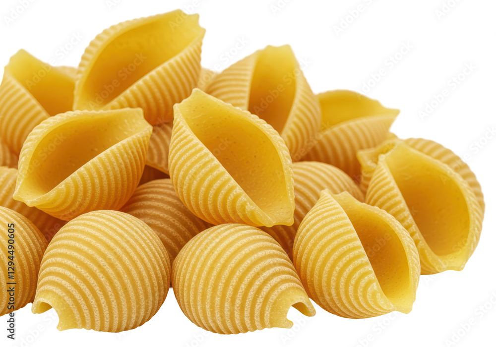 Isolated Close-up of Yellow Raw Shell Pasta Pile Isolated Close-up of Yellow Raw Shell Pasta Pile