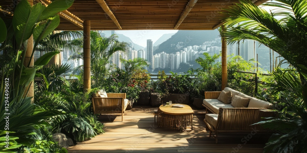 Fototapeta premium Rooftop Terrace with City View