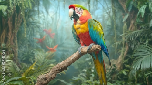 Wallpaper Mural Vibrant Parrot in Lush Tropical Rainforest Torontodigital.ca