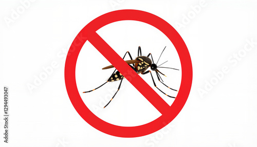 No mosquito sign with a crossed mosquito symbol on a white background