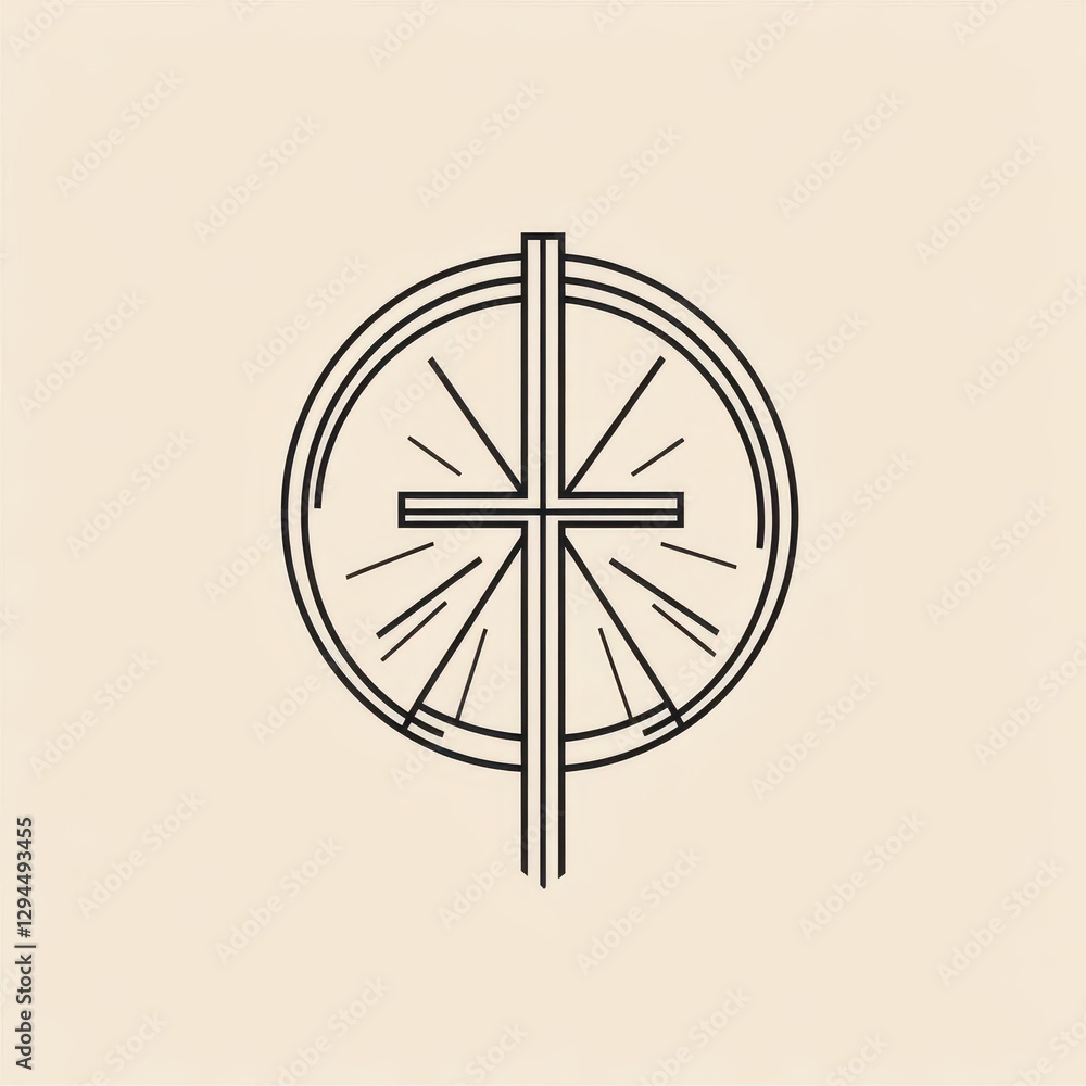 Majestic Church Emblem with Elegant Line Art and Sacred Symbolism for Modern Design Projects Majestic Church Emblem with Elegant Line Art and Sacred Symbolism for Modern Design Projects