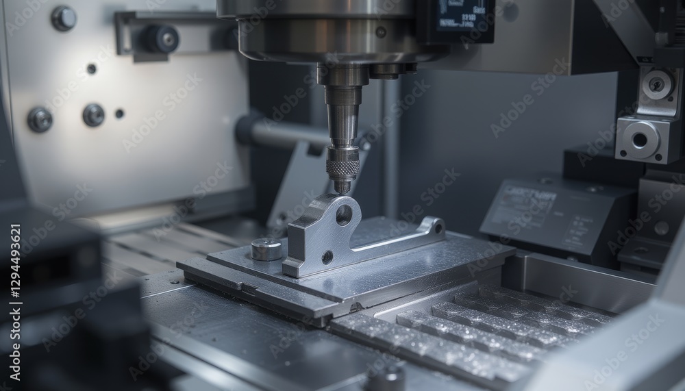 CNC Milling Machine Working on Metal Component CNC Milling Machine Working on Metal Component
