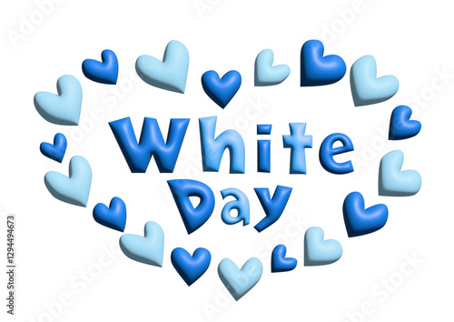いっぱいのハートとホワイトデーの3Dイラスト