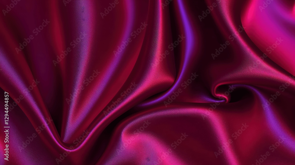 Fototapeta premium Rich crimson satin fabric draped elegantly with soft folds and luminous sheen enhancing its texture and color depth