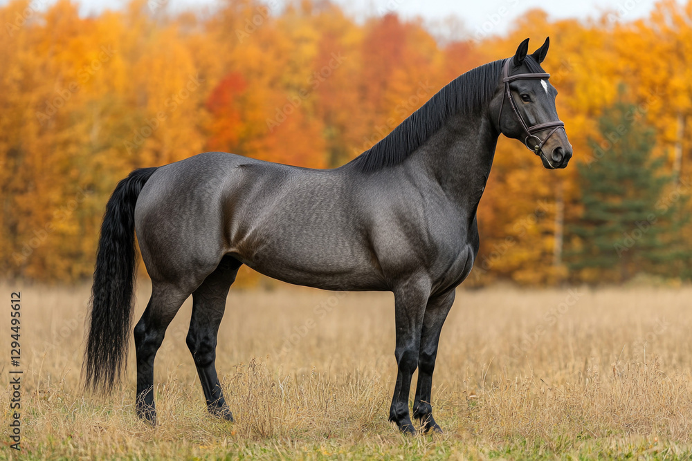 Fototapeta premium A Gotland horse in a field, sleek and graceful, natural setting